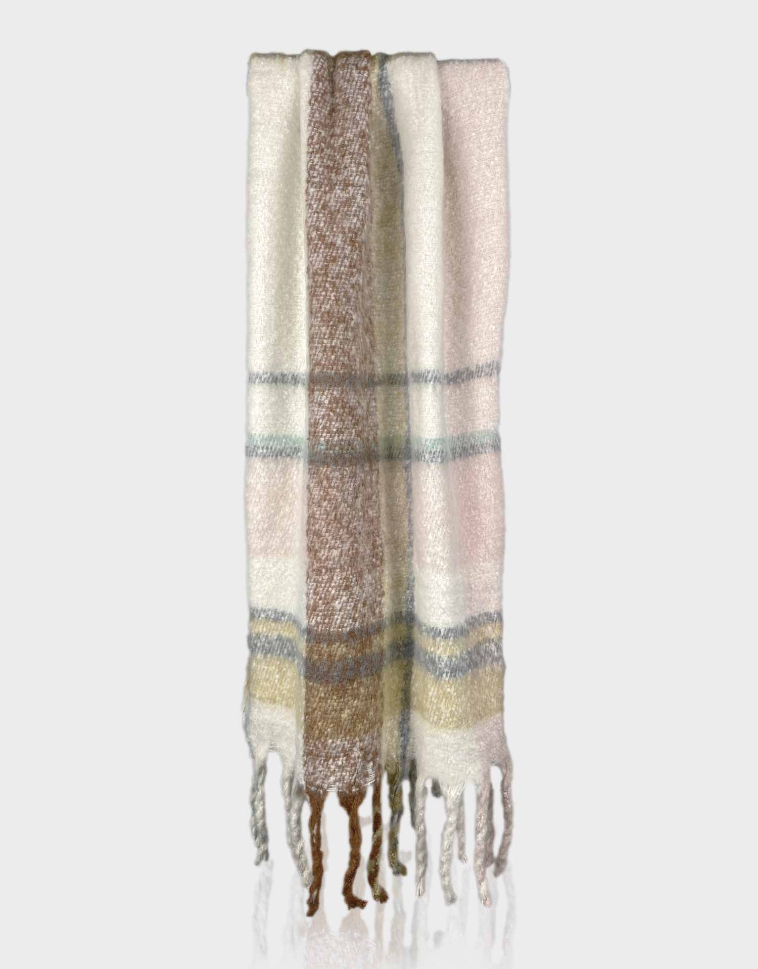 Sciarpa Invernale Calda Donna Scialle Oversize Morbido Cashmere Grigio Scuro Fantasia Scozzese
